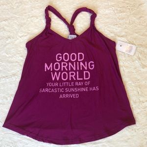 🏝 Mentally Exhausted Sz Med Tank Good Morning NWT